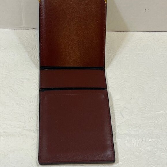VTG Burgundy Red Leather 3.25"x3.75" Notepad Holder Longhorn Motif Logo - Picture 3 of 7